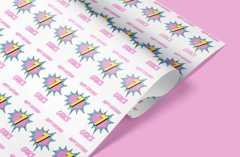 superhero number giftwrap