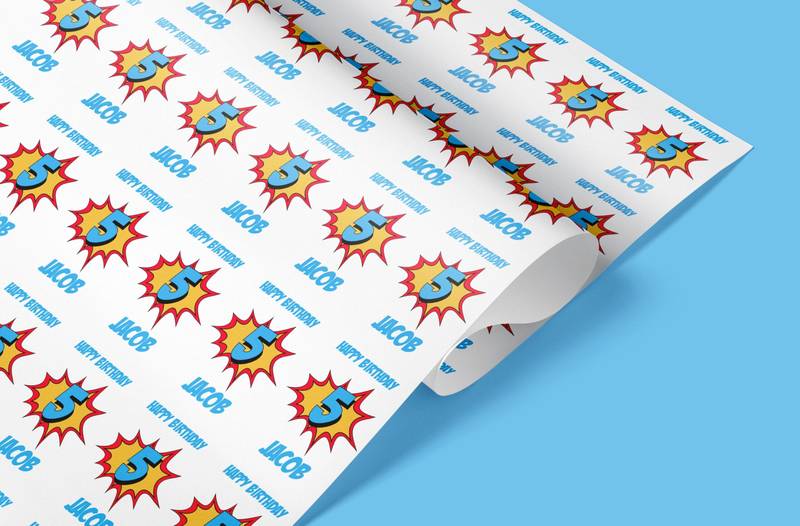 superhero number giftwrap