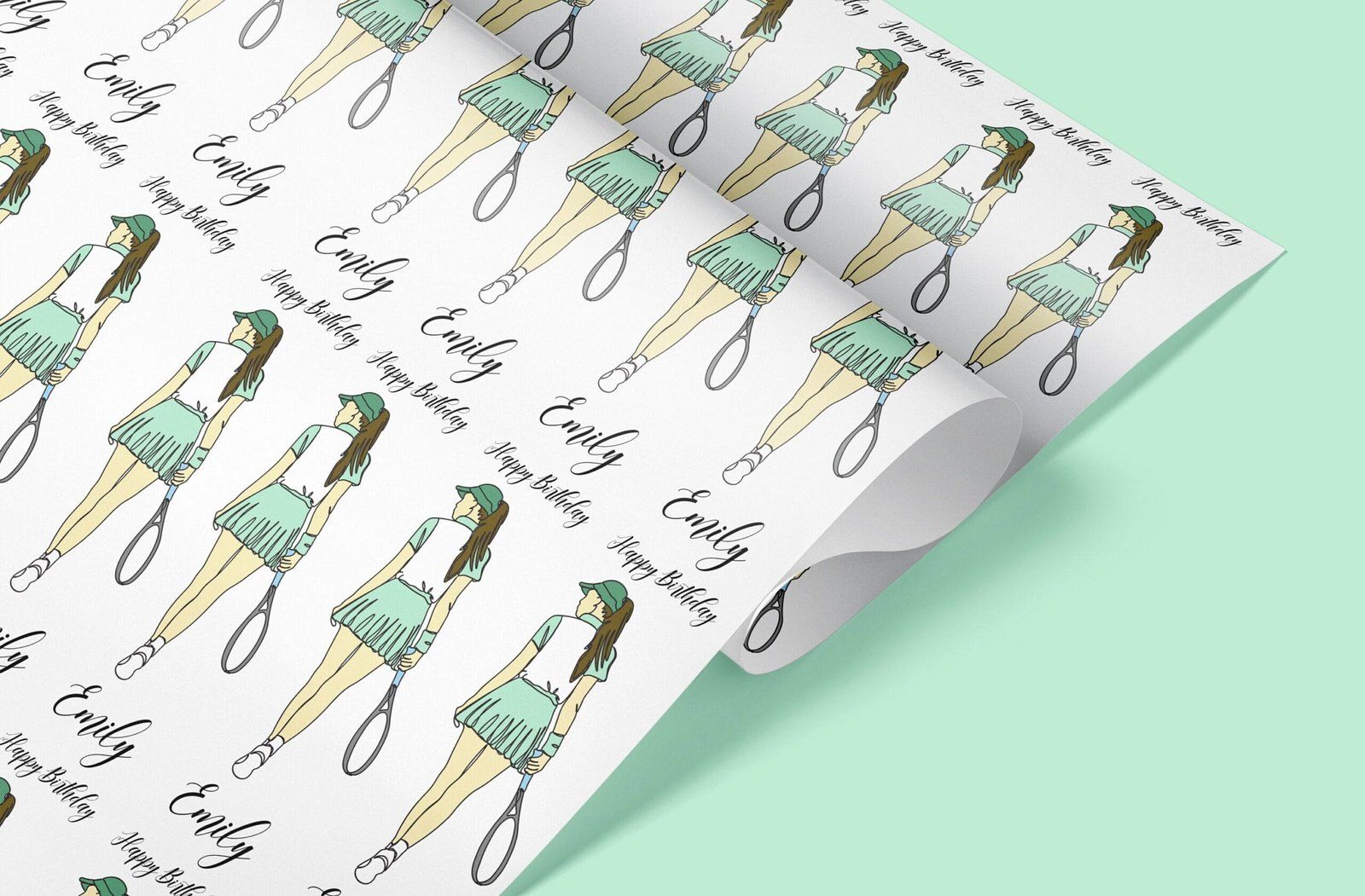 female tennis player giftwrap