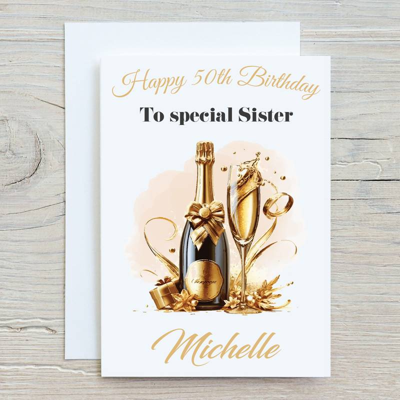 Gold Champagne Bottle Card