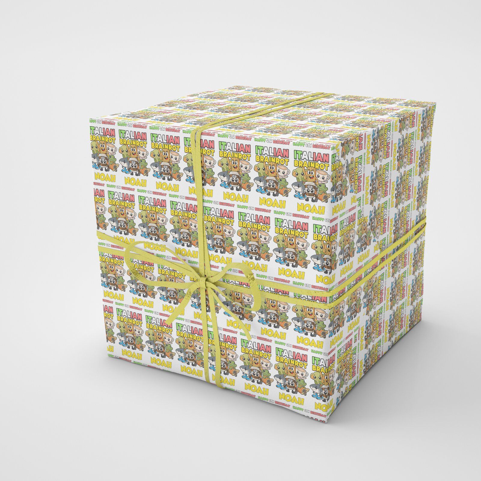 GiftWrap4U Italian Brainrot personalised wrapping paper – smooth print quality with colourful artwork