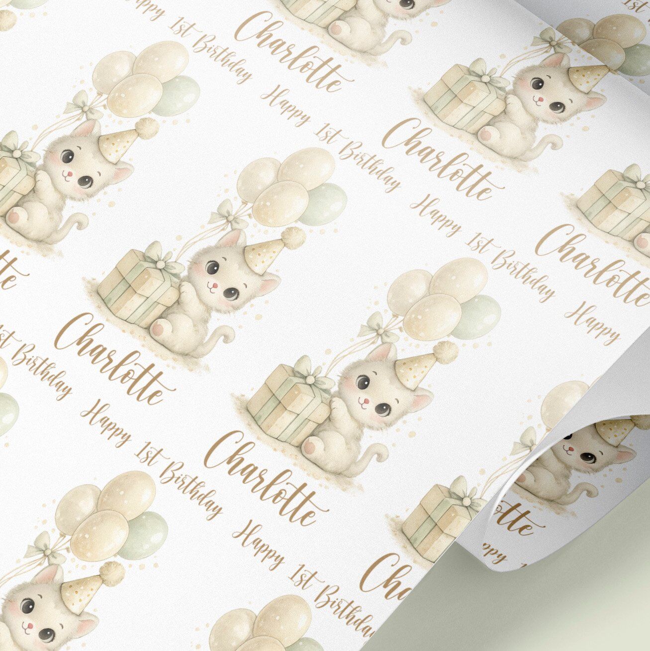 personalised cat wrapping paper