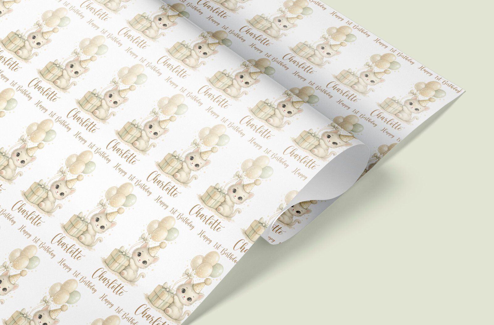 personalised cute kitten wrapping paper