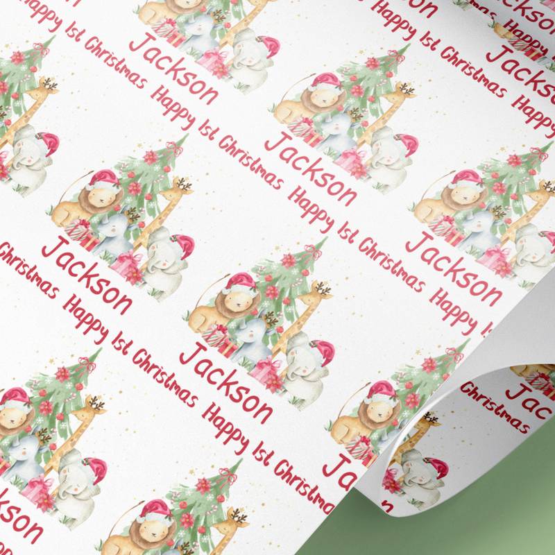 christmas safari animals wrapping paper