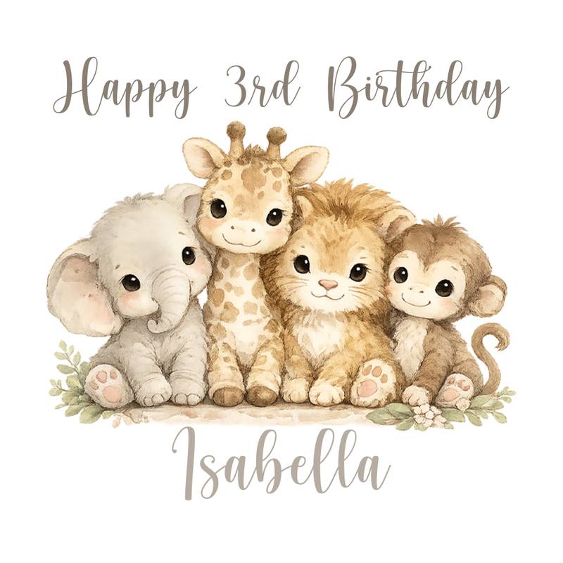 Eco friendly personalised baby wrapping paper safari theme