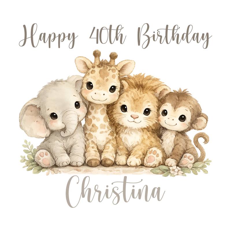 Custom name baby safari wrapping paper for newborn gifts