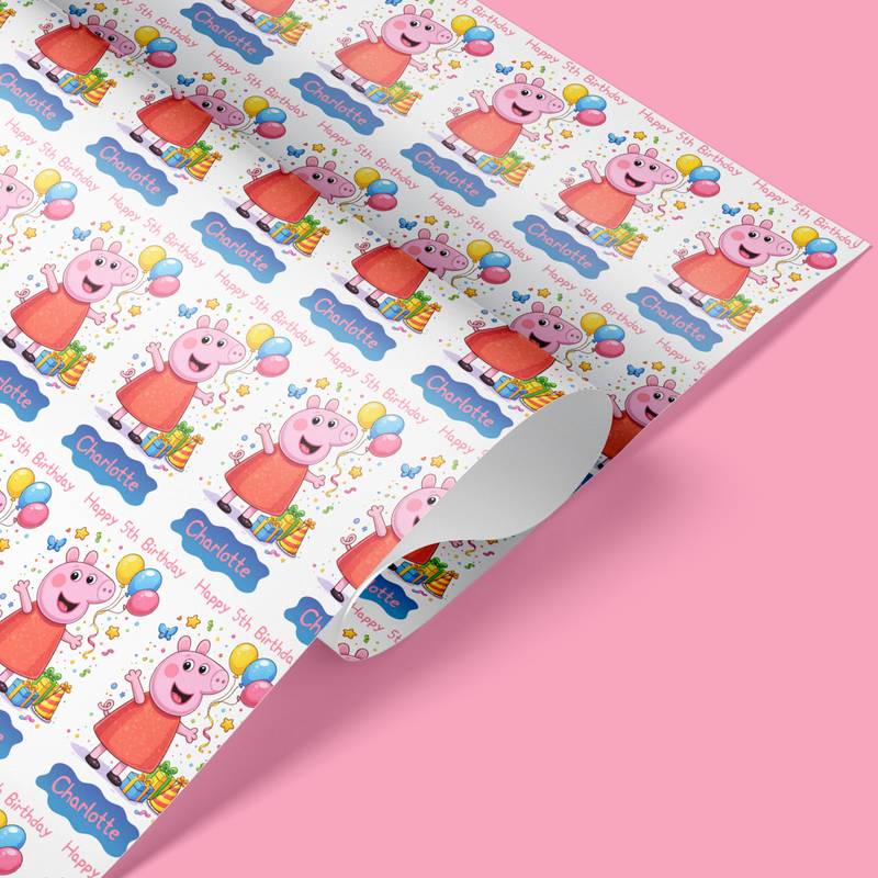 peppa pig personalised wrapping paper