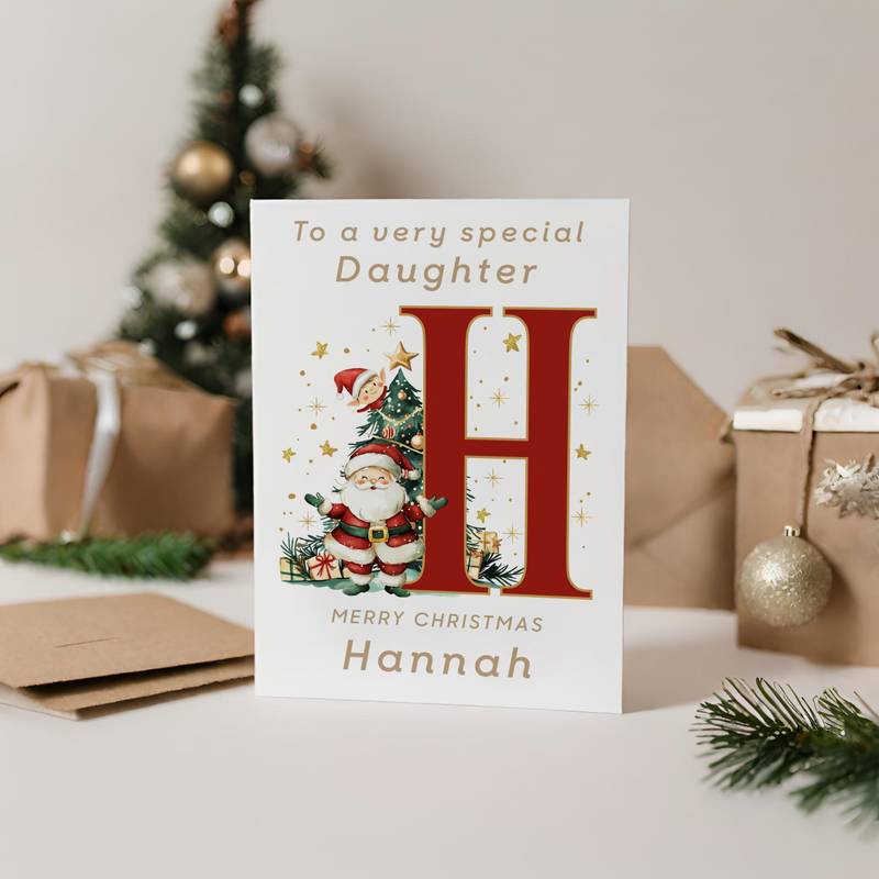 Santa Initial Christmas Card Gift Wrap 4 U