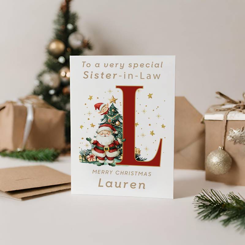 Personalised Unisex Christmas Card on Linen Cardstock