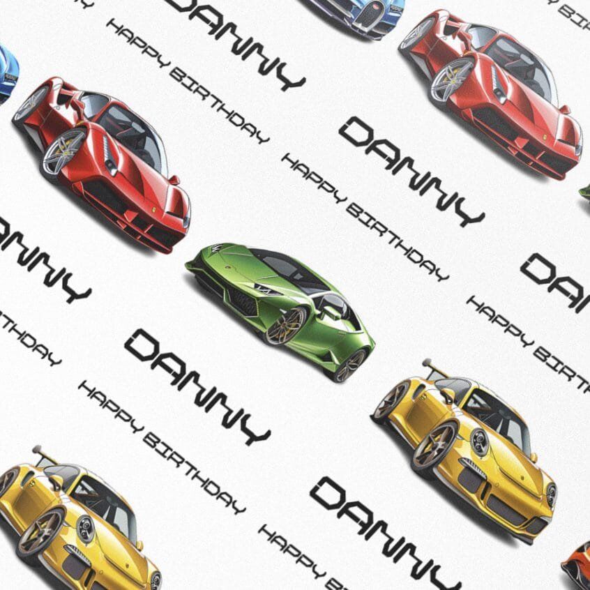 sports cars gift wrap