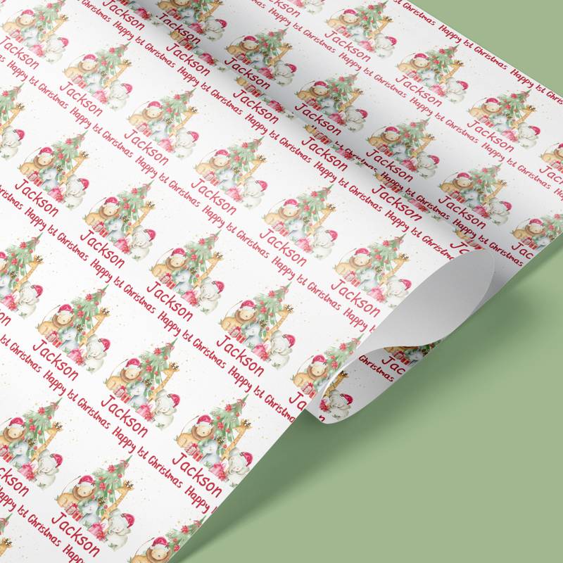 safari animals gift wrap