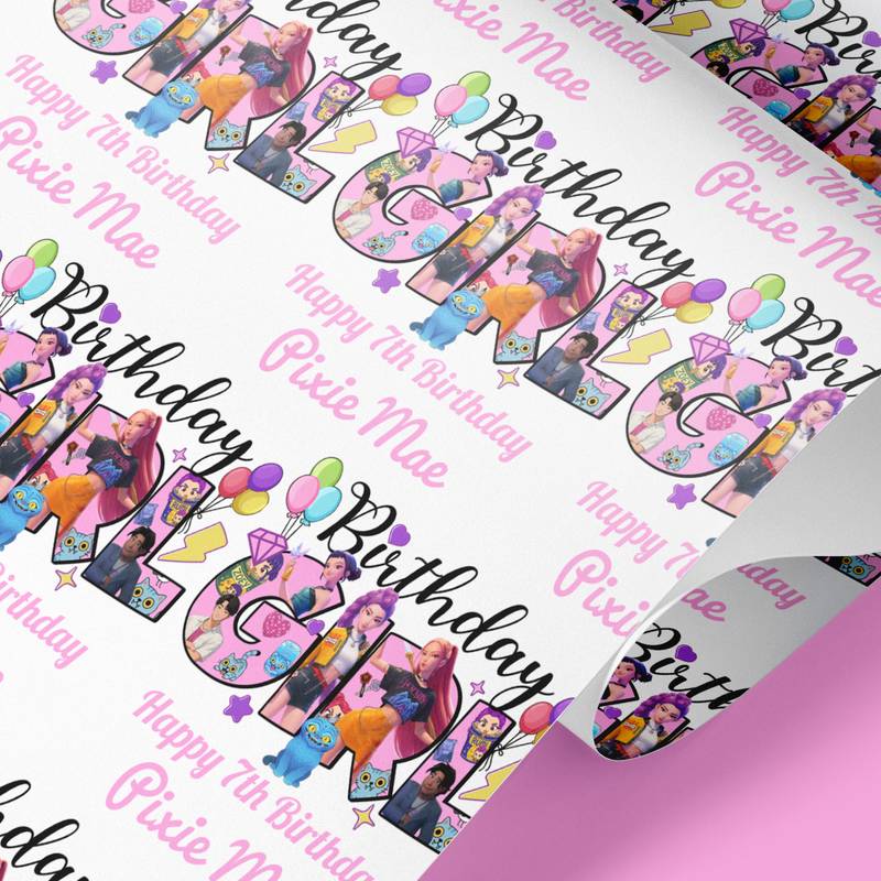 Personalised K-Pop wrapping paper with custom name