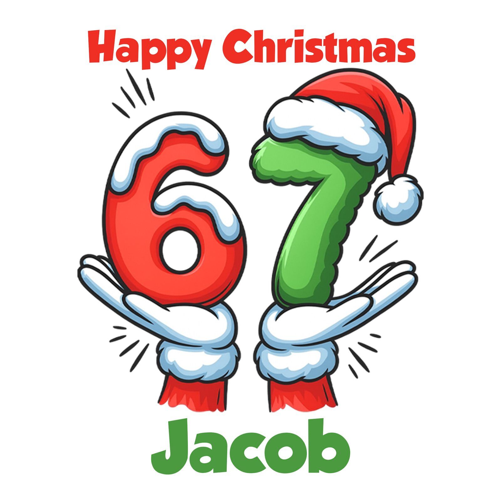 Rolled 67 meme personalised wrapping paper with custom name, premium 100gsm Canon matte wrap, ideal for Christmas gifts.
