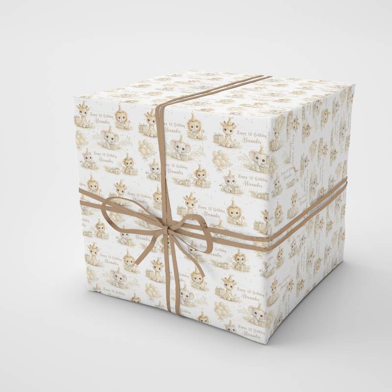 Safari themed personalised gift wrap