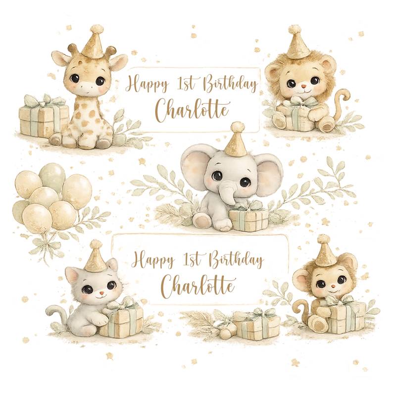 Watercolour safari animal gift wrap