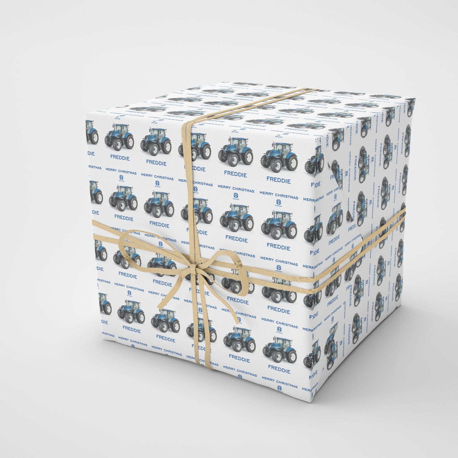 blue tractor giftwrap