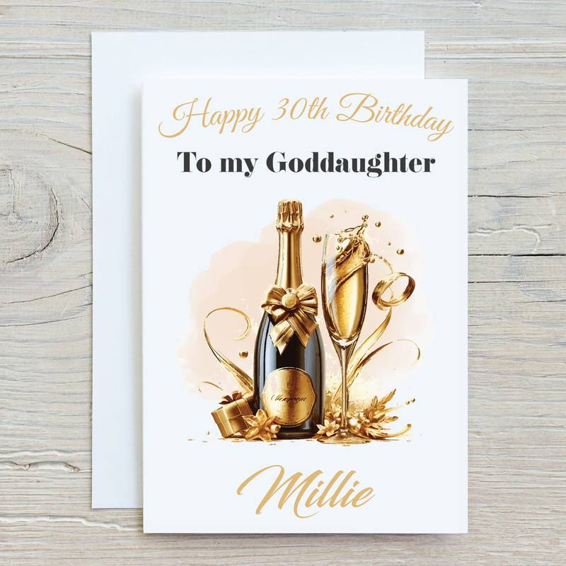 Gold Champagne Bottle Card