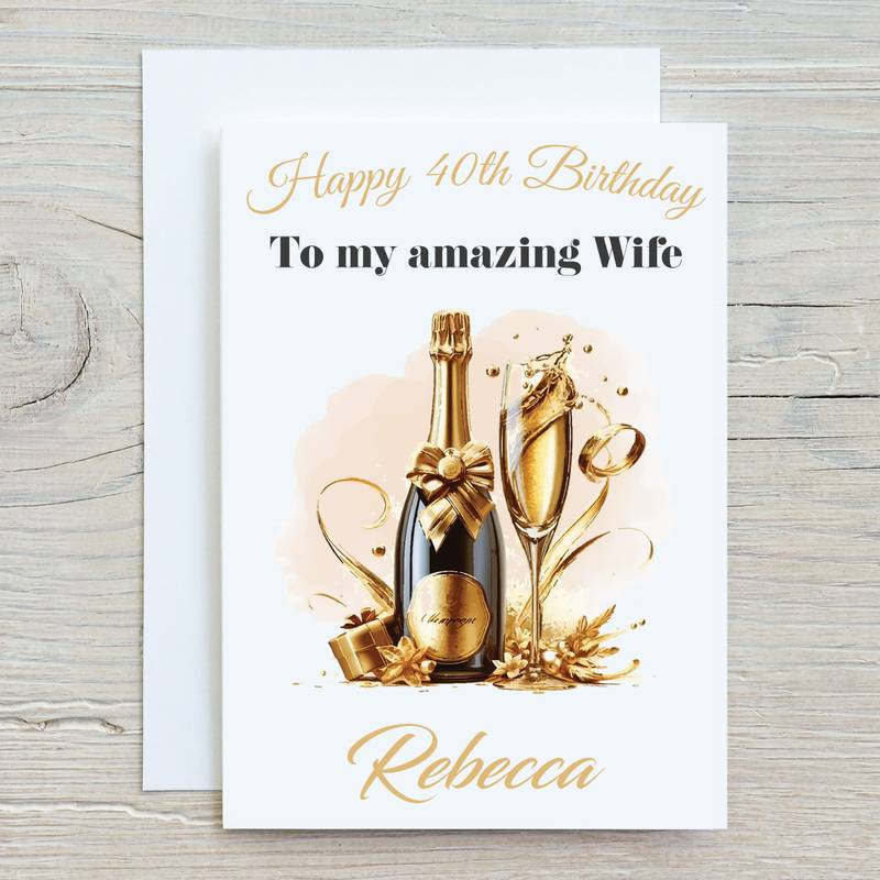 Gold Champagne Bottle Card
