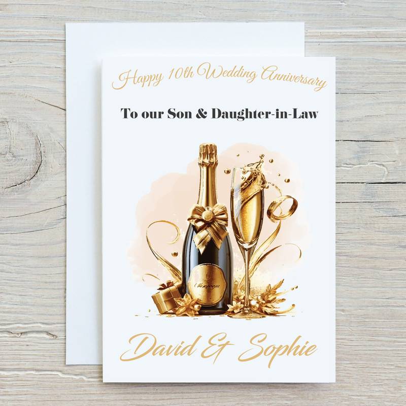 Gold Champagne Bottle Card