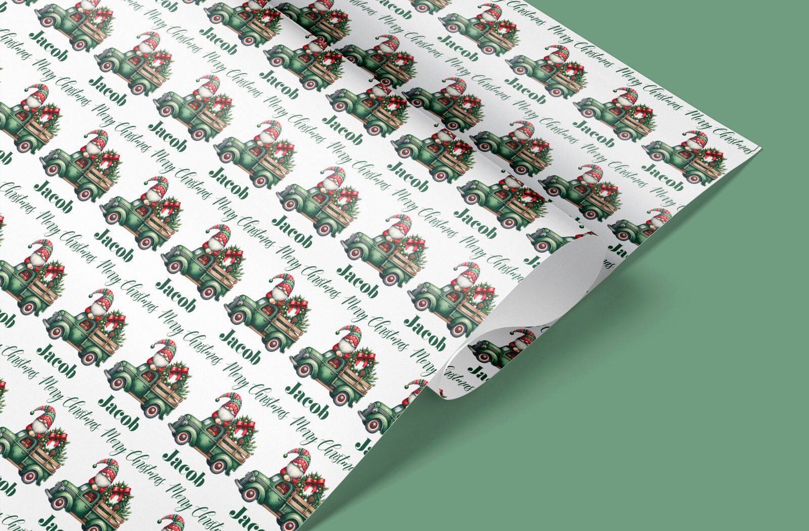 green gnome wrapping paper uk