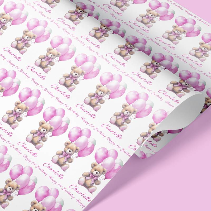 pink teddy wrapping paper