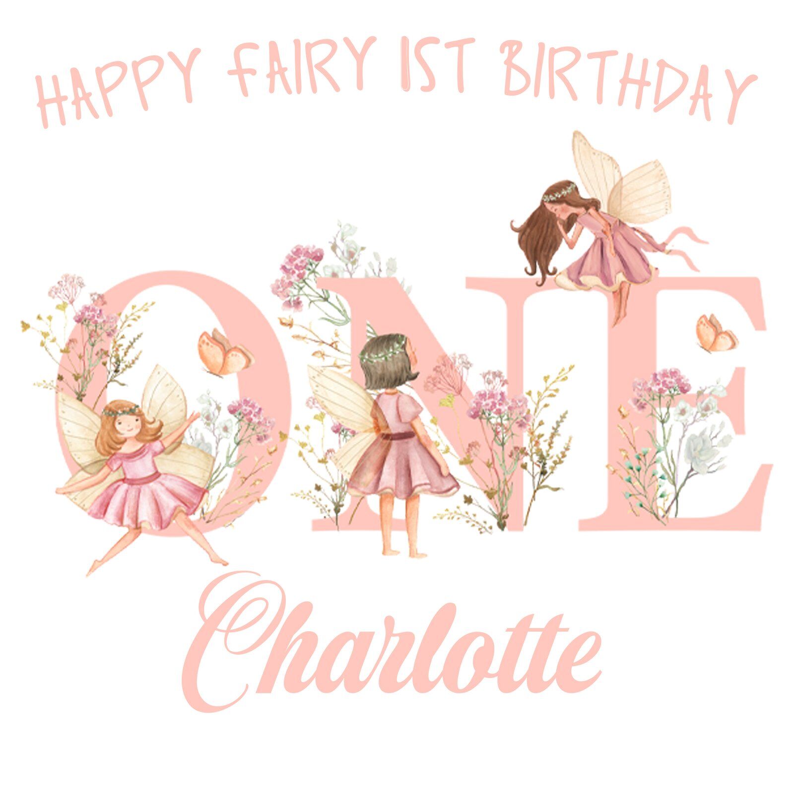 Personalised Fairy 1st Birthday Wrapping Paper with Name – Pink Fairy Design