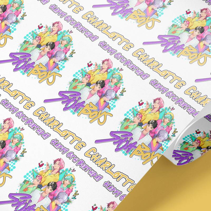 Personalised Saja Boys wrapping paper with name Charlotte – anime-style design for birthdays