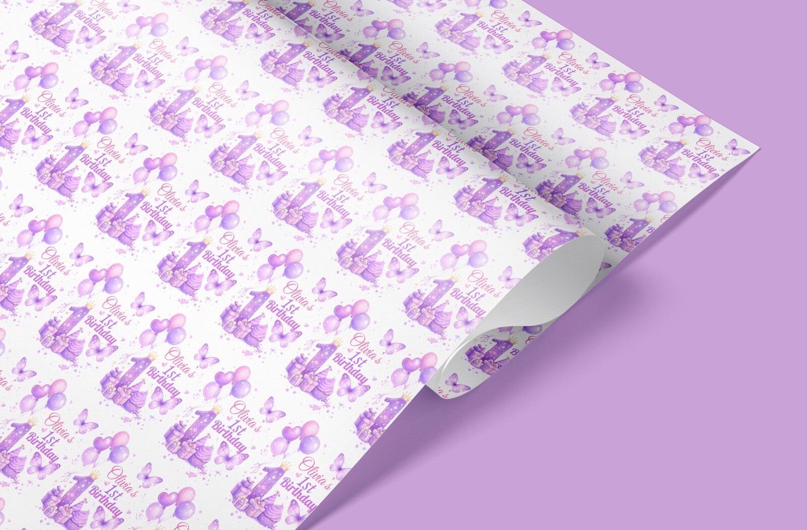personalised 1st birthday wrapping paper