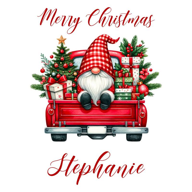 Personalised Red Gnome Christmas Wrapping Paper – Custom Name Gift Wrap on Premium 100gsm Matte Paper (1m–8m Rolls)